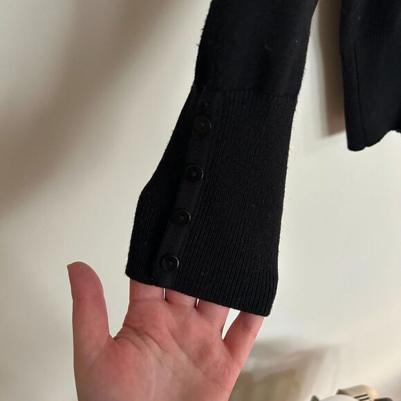 JM Collection Soft V Neck Sweater Button Sleeve Detail - Picture 3 of 5